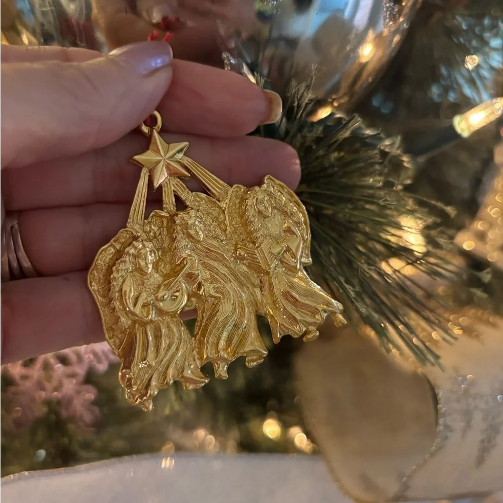 Gold Tone Vintage Gerry’s Metal Christmas Ornaments Set of 10